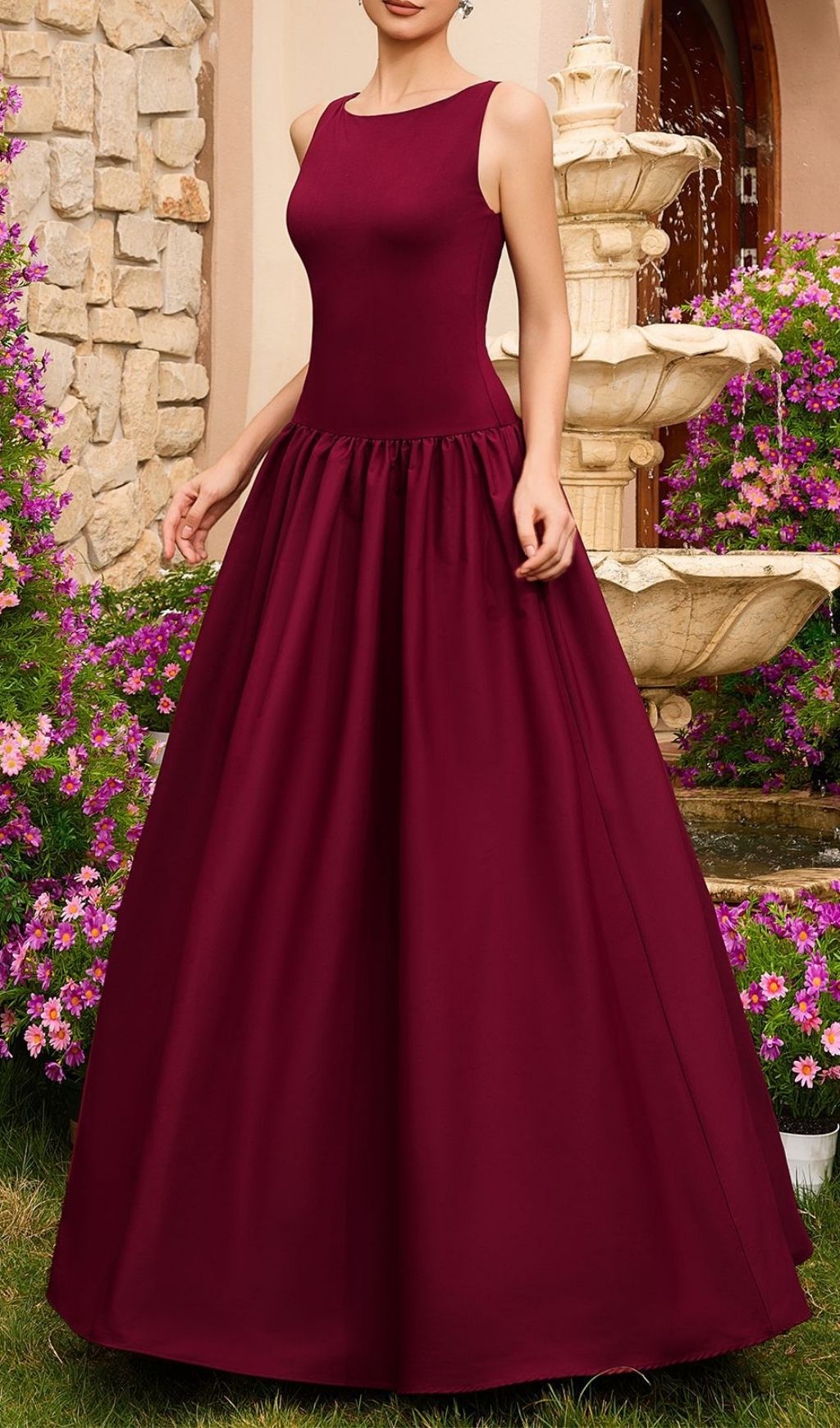Fashionslee Women Madden Red Sleeveless Maxi Dress