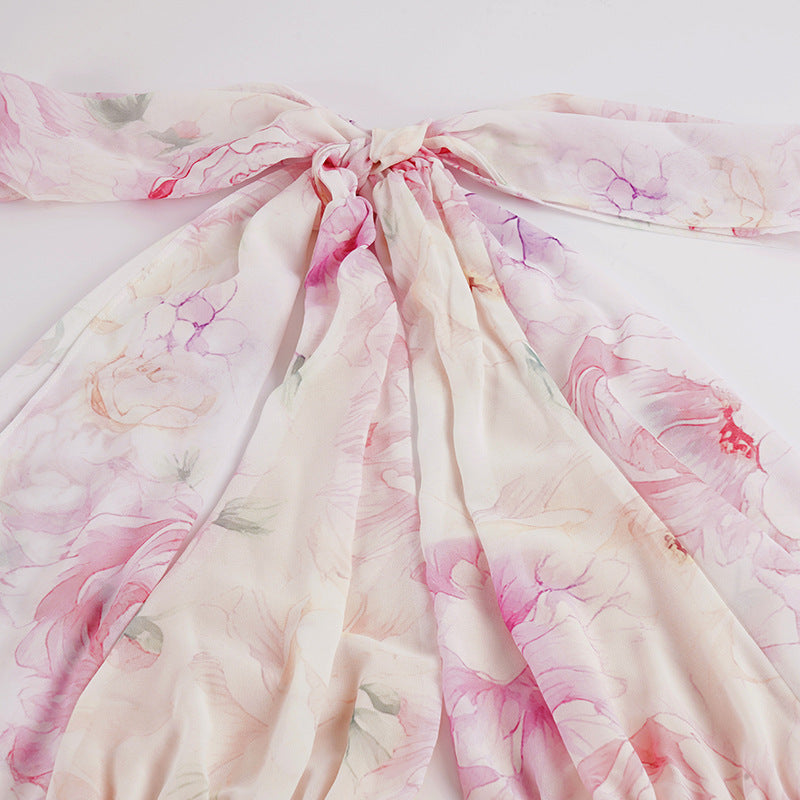 Murray Floral Print Halter Backless Mini Dress – Pink - OWNCI