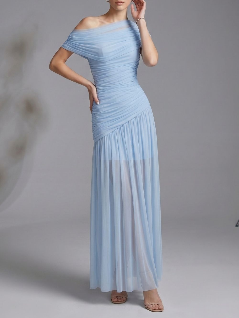 e8b8ece384971d67ef1d36a29544a88e Maida Blue Ruched Maxi Dress