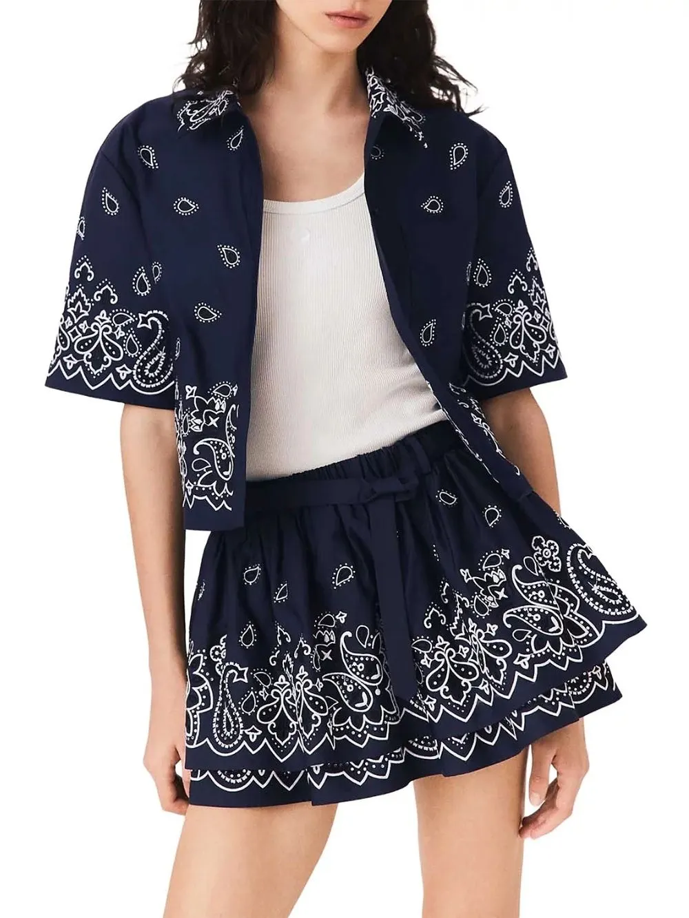 Embroidered Ruffle Mini Skirt - OWNCI
