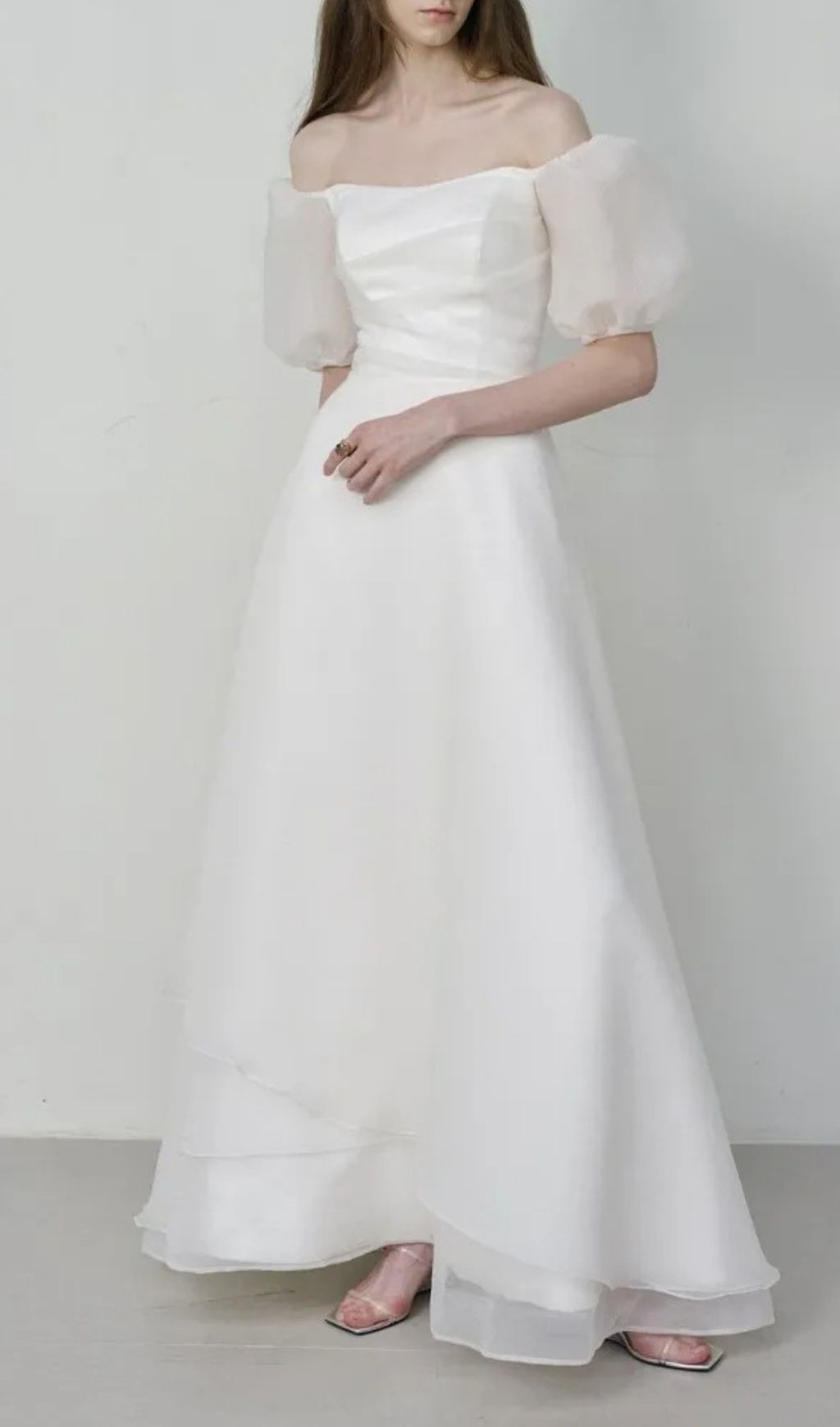 Fashionslee Women Levina White Off-Shoulder Wedding Dress