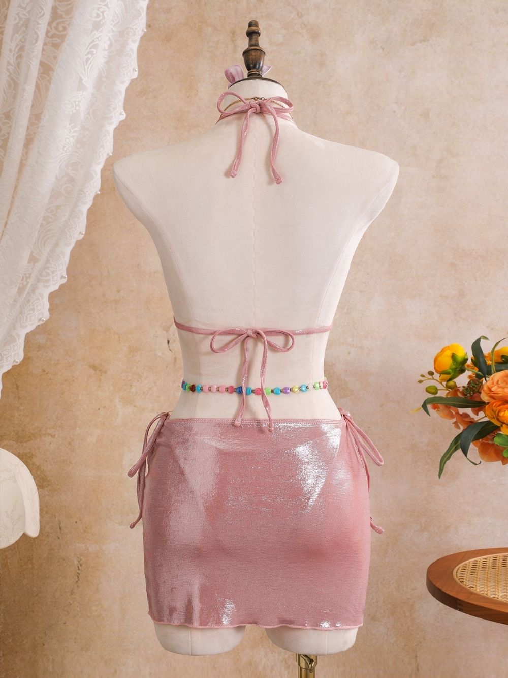 Ambric Pink Flower Three-Piece Swimsuit