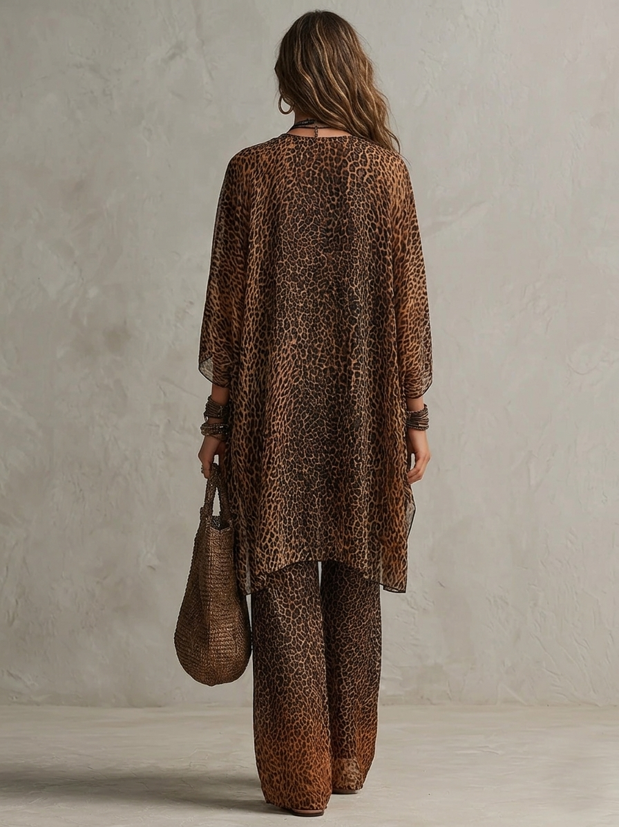 ea8a1eb1e6c1495f5ffbca9c18227dfd Bohemian Gradient Leopard Print Flowing Robe Three-piece Set