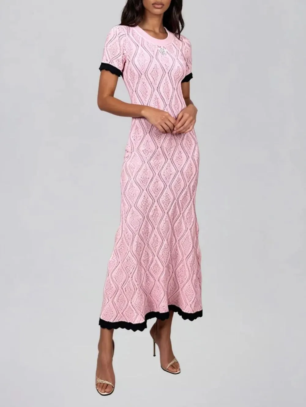 eb027ba7a6ddffc56d076f9f2cdf210c Fayric Short Sleeve Rhombus Maxi Dress