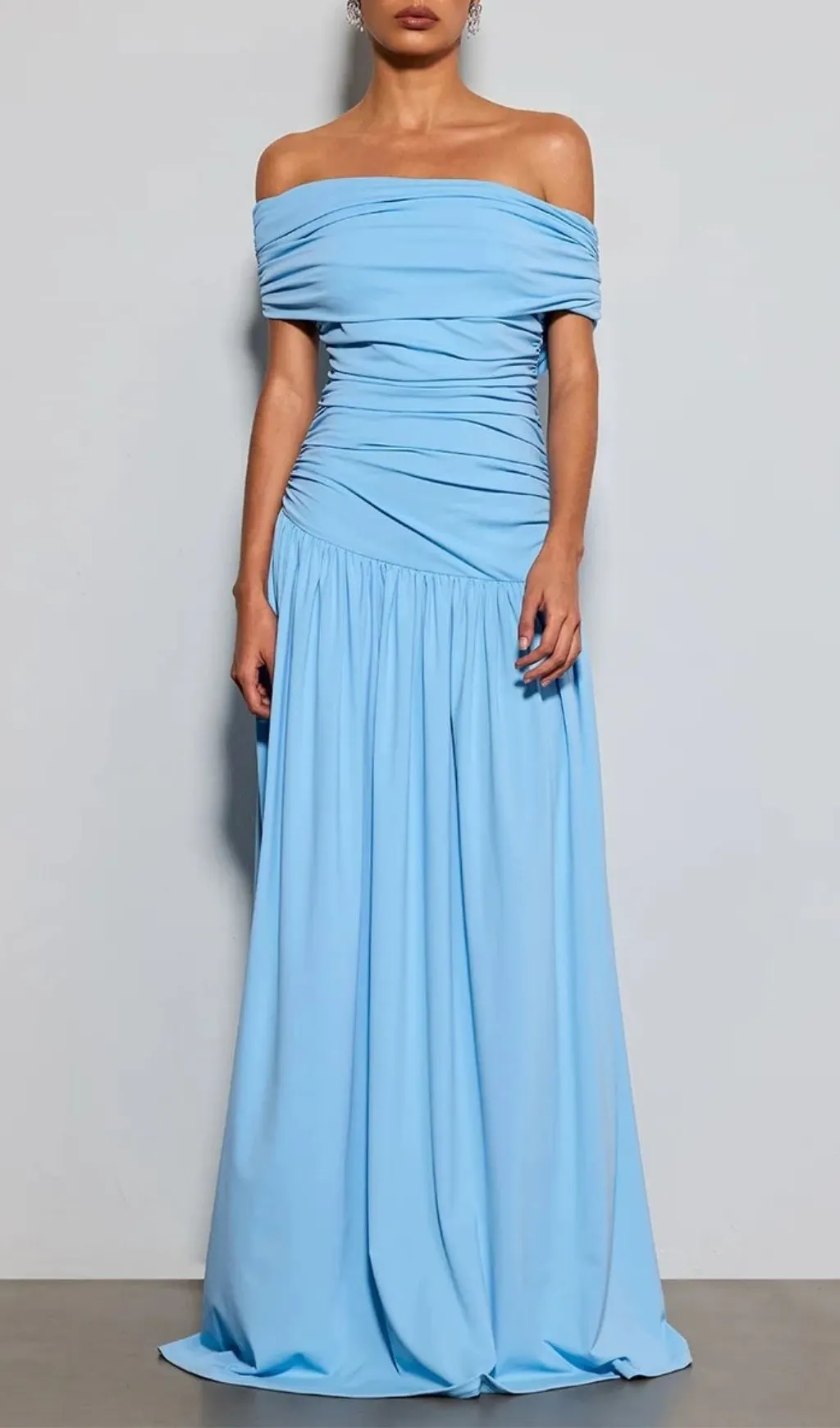 Fashionslee Women Etsuko Off Shoulder Ruched Maxi Dress
