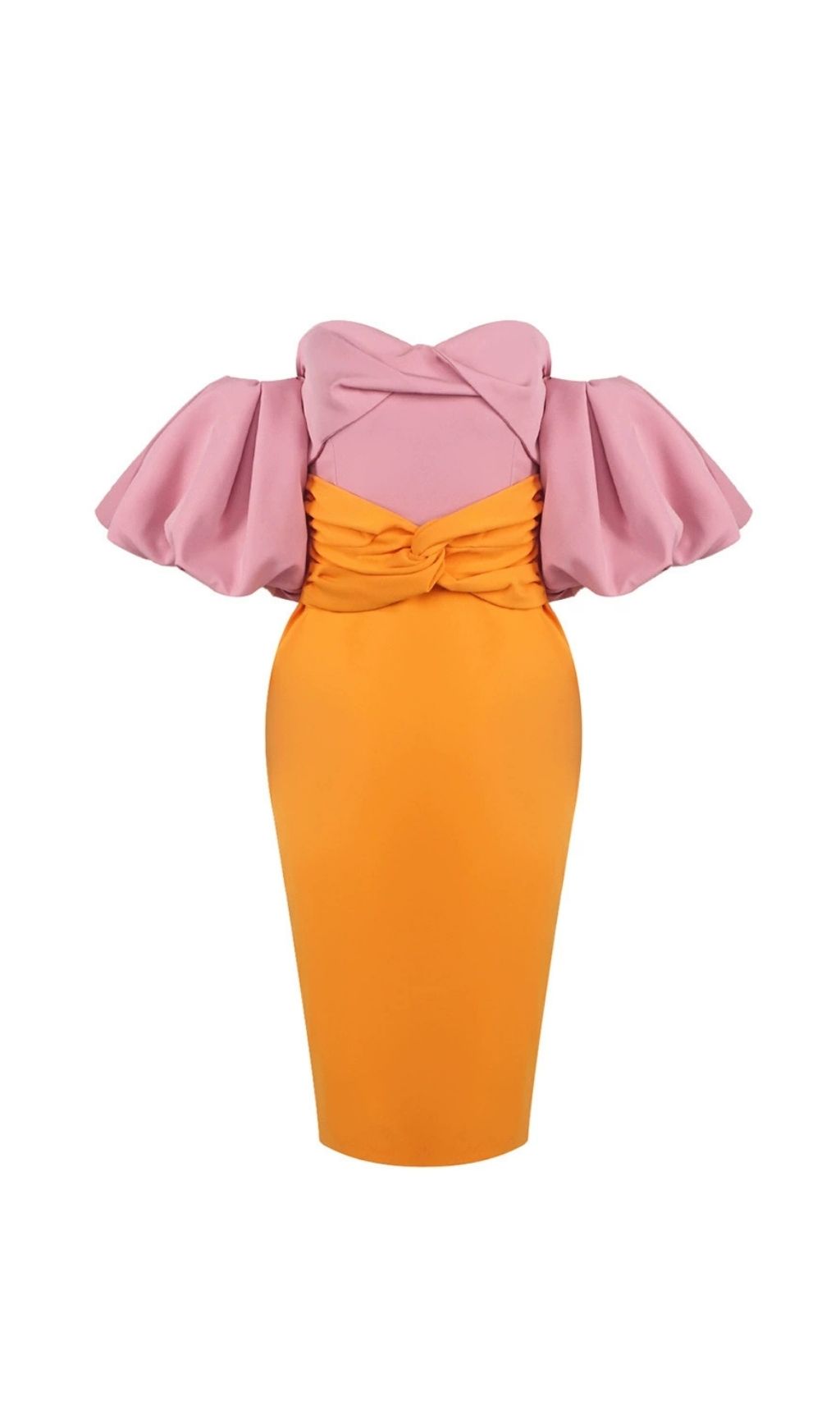 Fashionslee Women Lavada Puff Sleeve Midi Dress