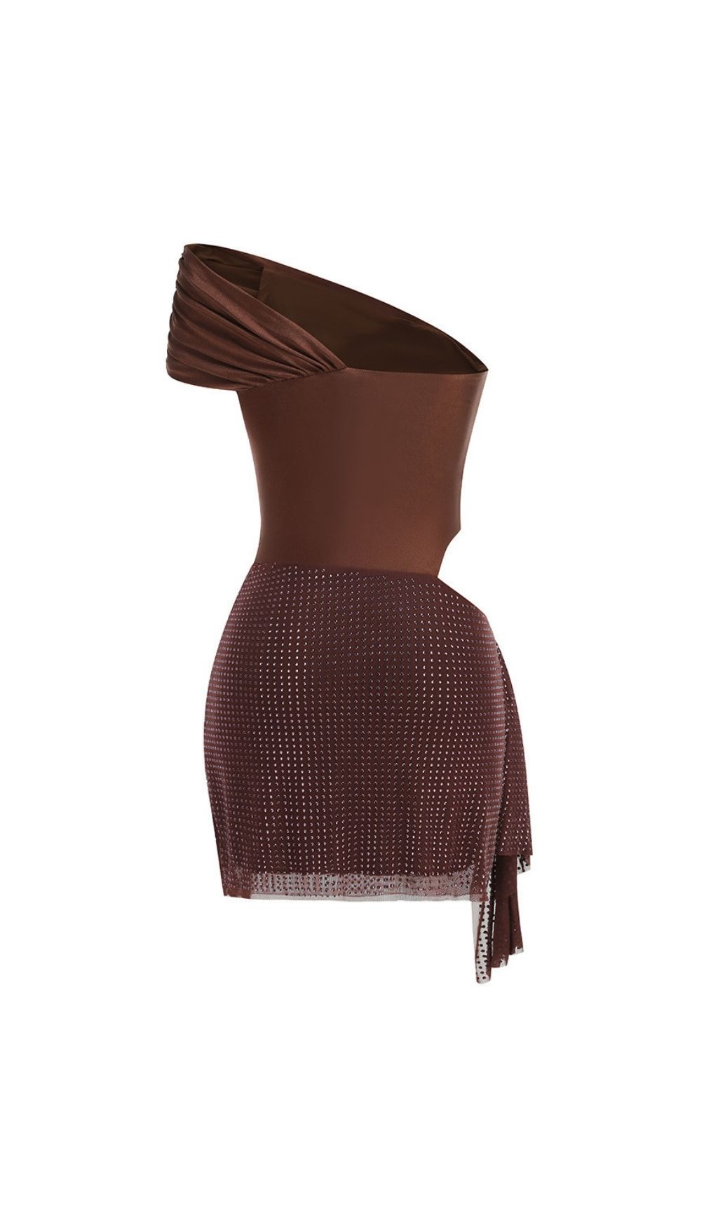 Harlora One Shoulder Crystal Cutout Mini Dress - OWNCI Harlora One Shoulder Crystal Cutout Mini Dress - OWNCI