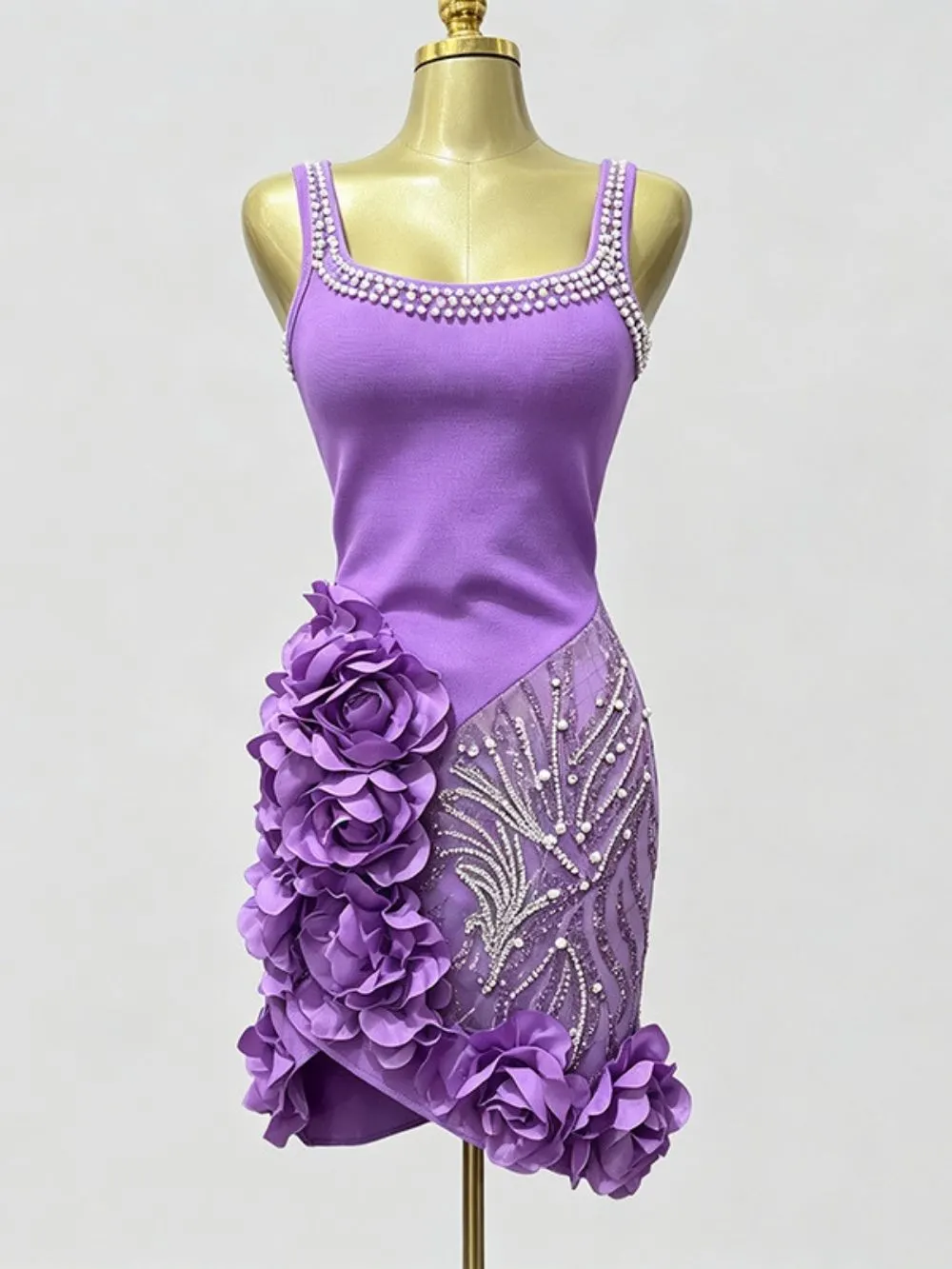 Malone Strappy Flower Embellished Mini Dress - OWNCI Malone Strappy Flower Embellished Mini Dress - OWNCI