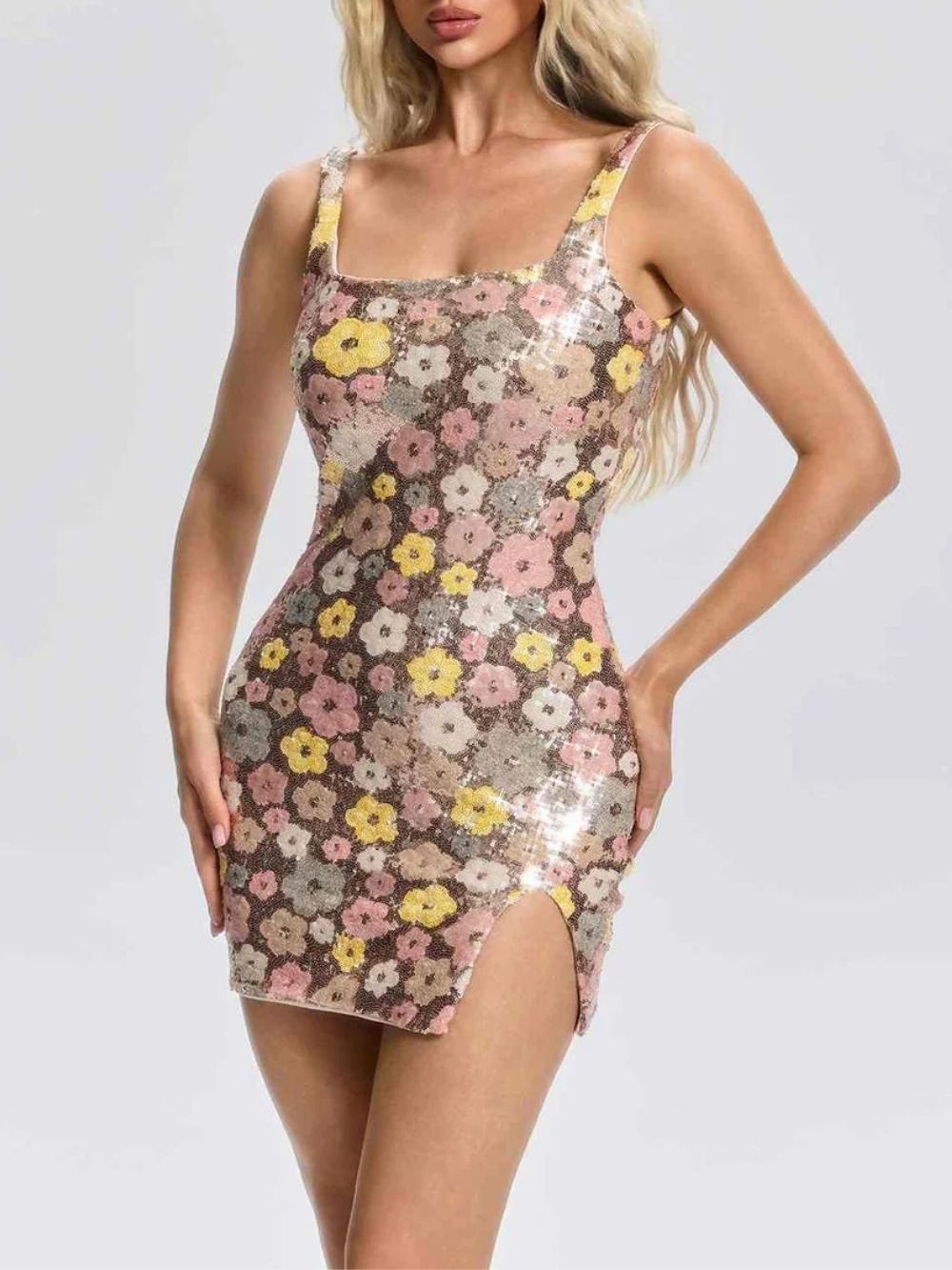 Velmora Floral Sequin Mini Dress