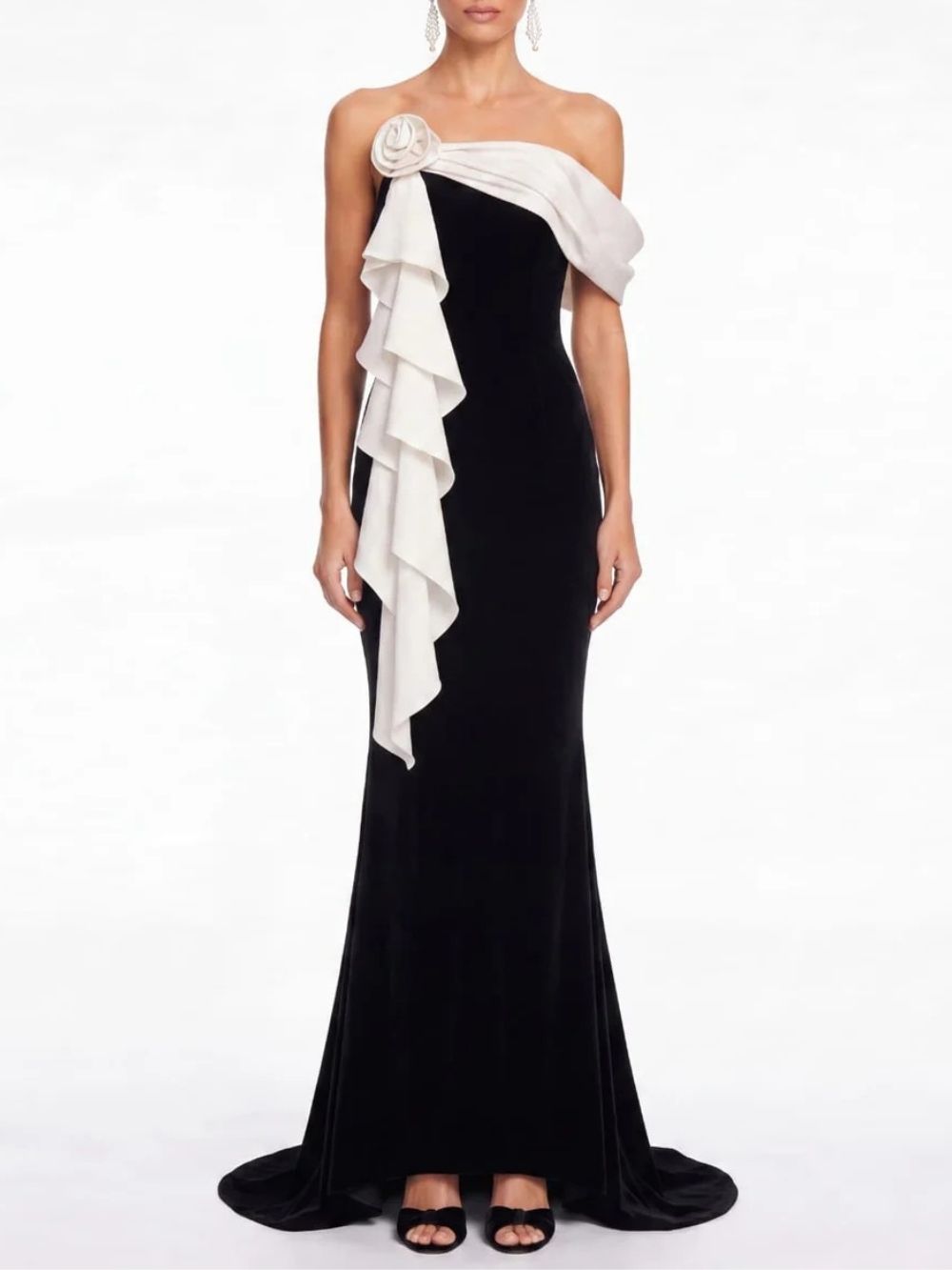 Malven Flower Lace Up Mermaid Maxi Dress
