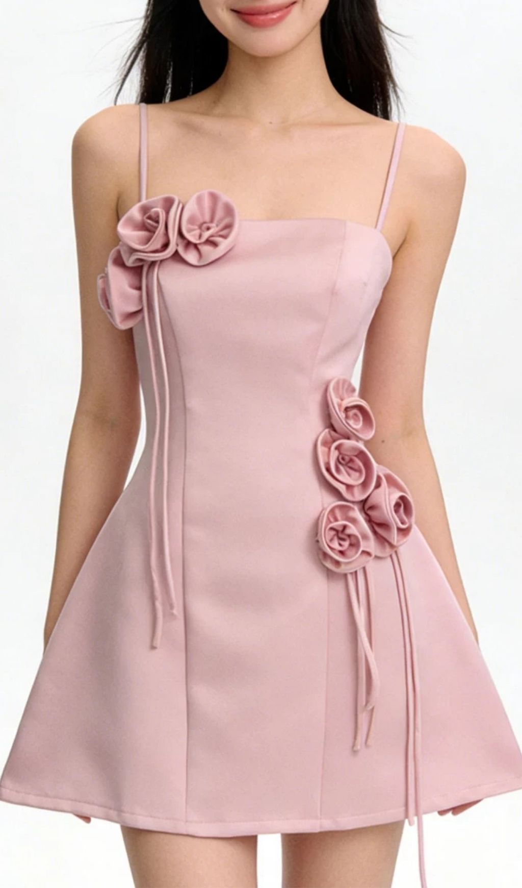 Fashionslee Women Lili Pink Flower Embellished Mini Dress