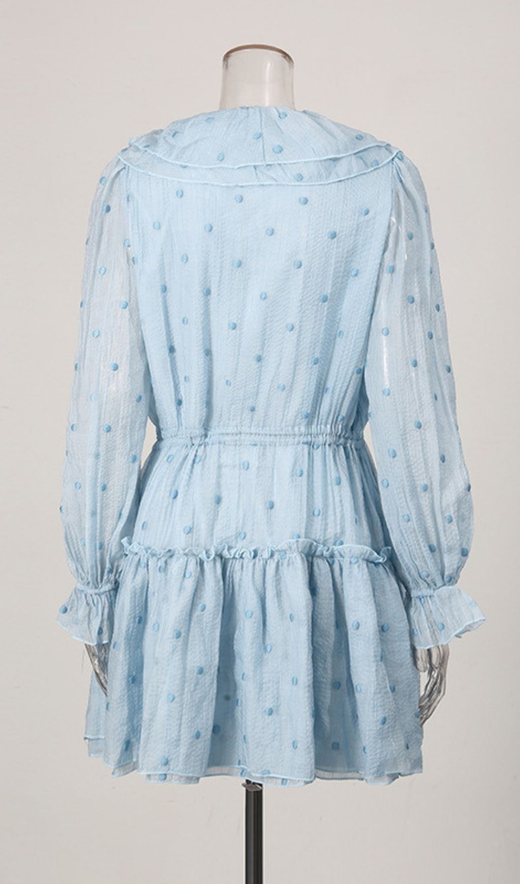 Fashionslee Women Lenmana Blue Long Sleeve Mini Dress