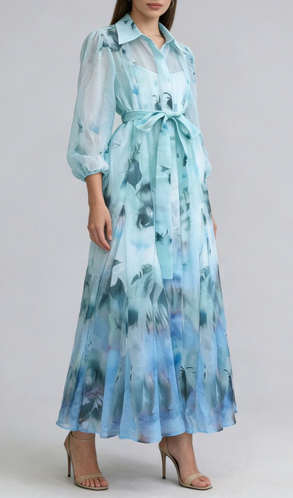 Keyra Printed Long Sleeve Maxi Dress - OWNCI