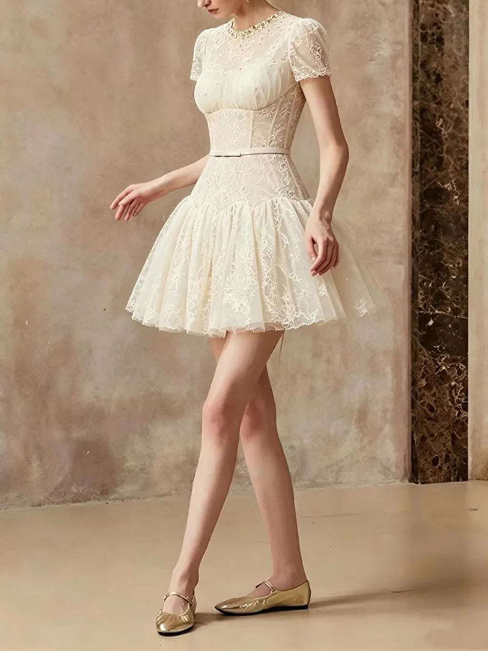 Madaline White Lace Mini Dress