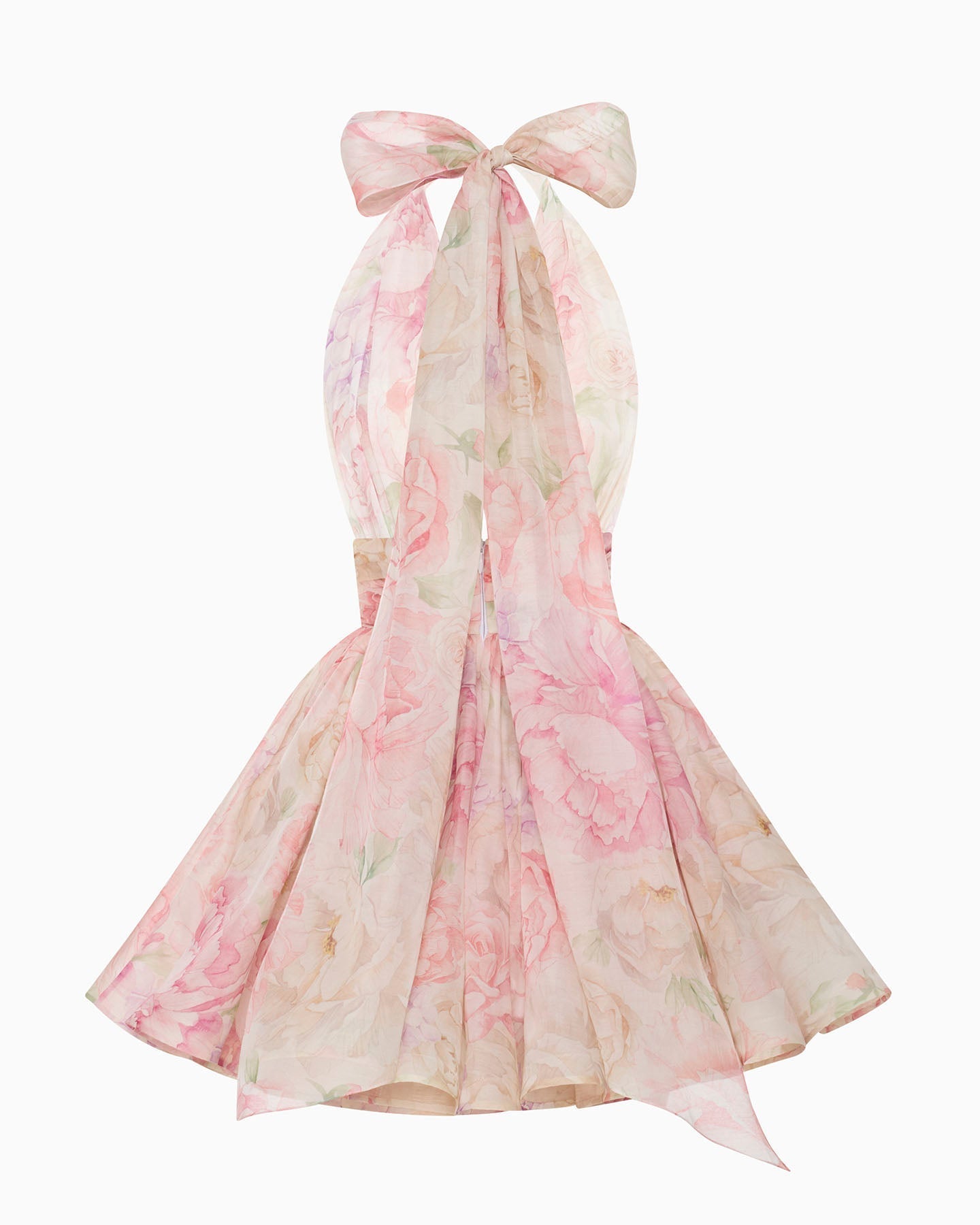 Murray Floral Print Halter Backless Mini Dress – Pink - OWNCI