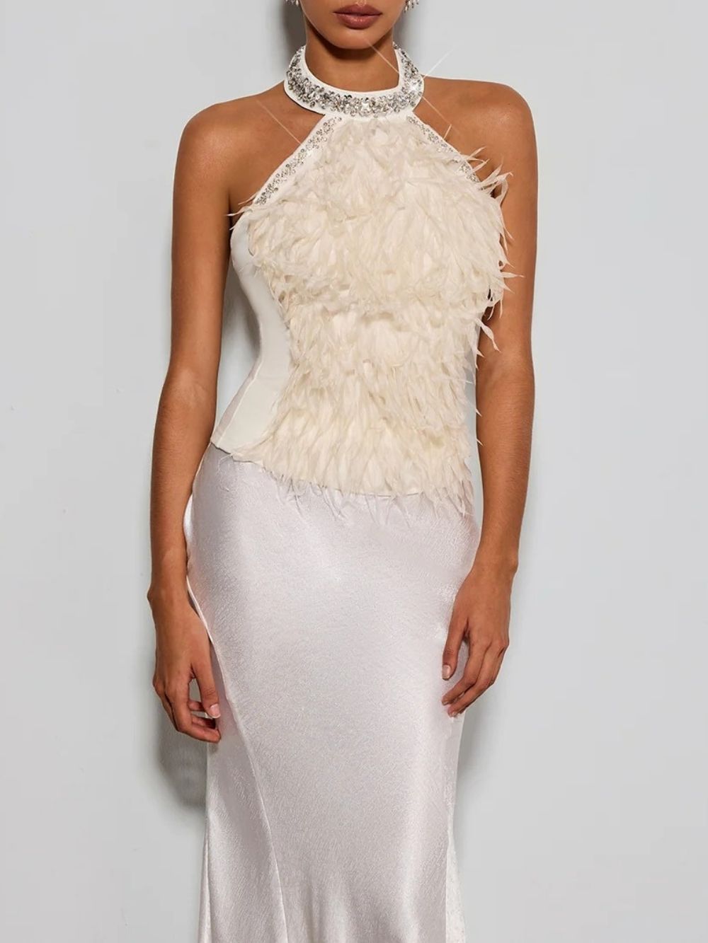 eff48b54f6d5a46c3db41fa5c2a559d5 Erzsebet Halterneck Rhinestone Fringe Top