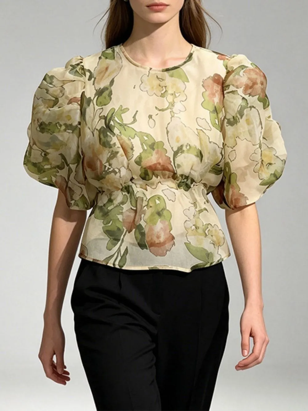 Magdalen Printed Puff-Sleeve Top - OWNCI Magdalen Printed Puff-Sleeve Top - OWNCI