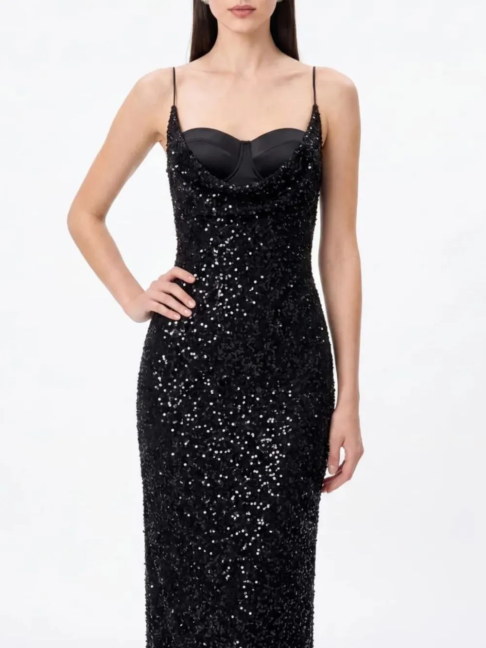 Kirell Spaghetti Sequin Maxi Dress