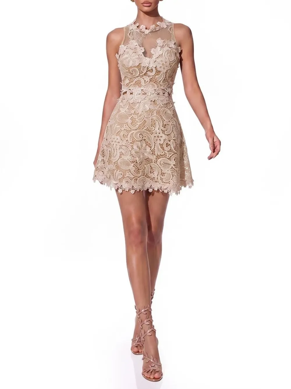 Jolie Sleeveless Lace Mini Dress