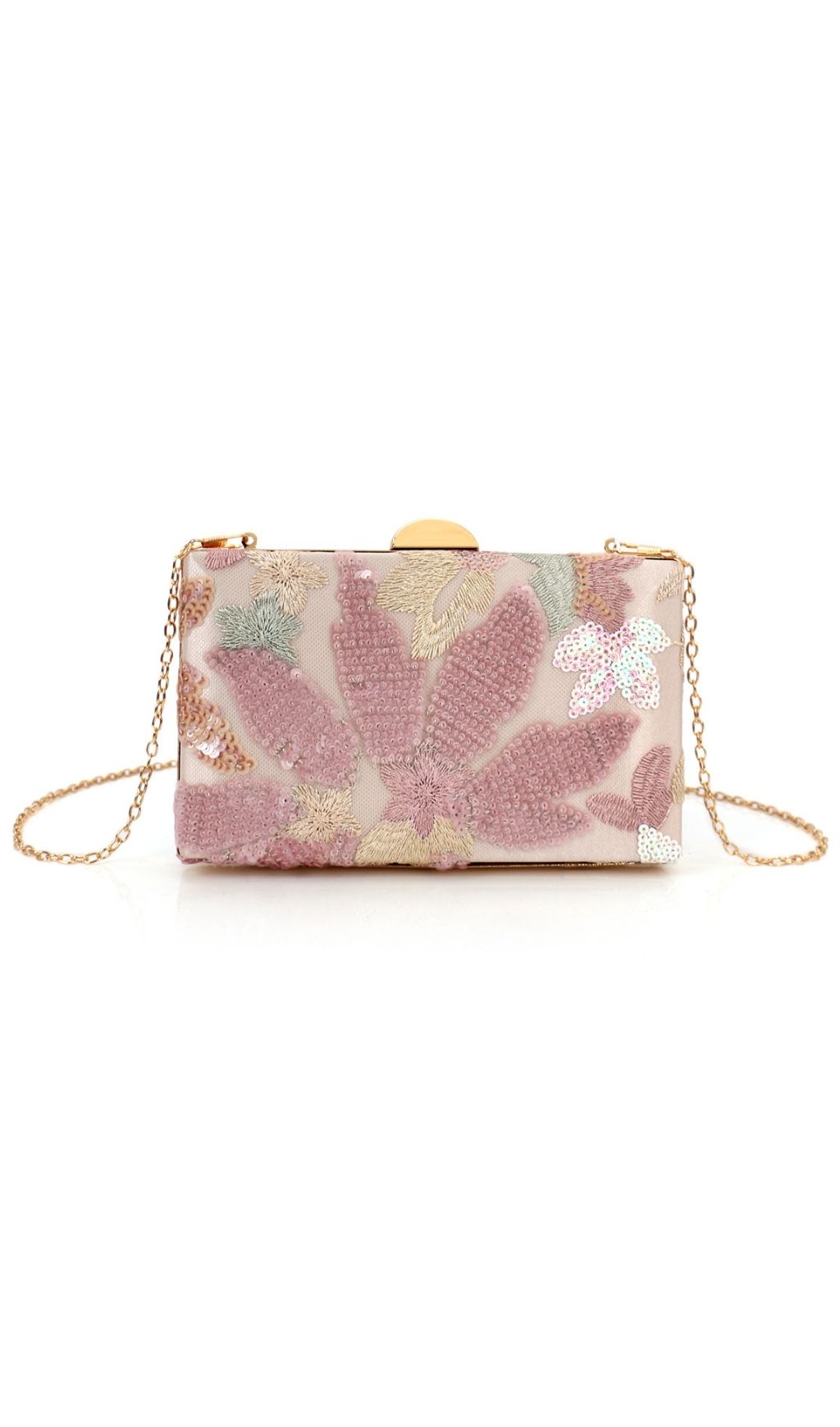 Fashionslee Women Leatrix Pink Sequin Flower Handbag