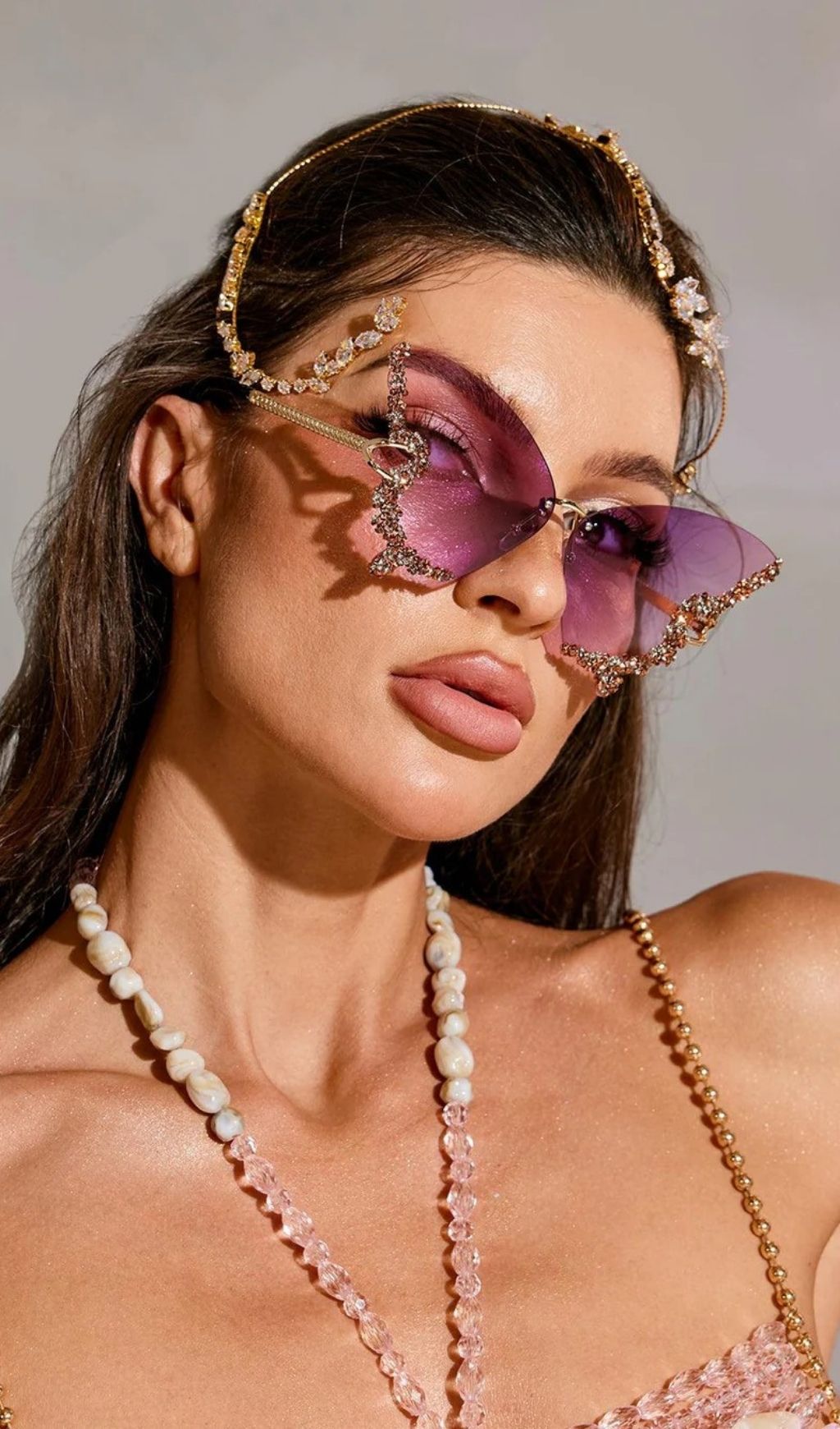Tierney Purple Butterfly Crystal Sunglasses