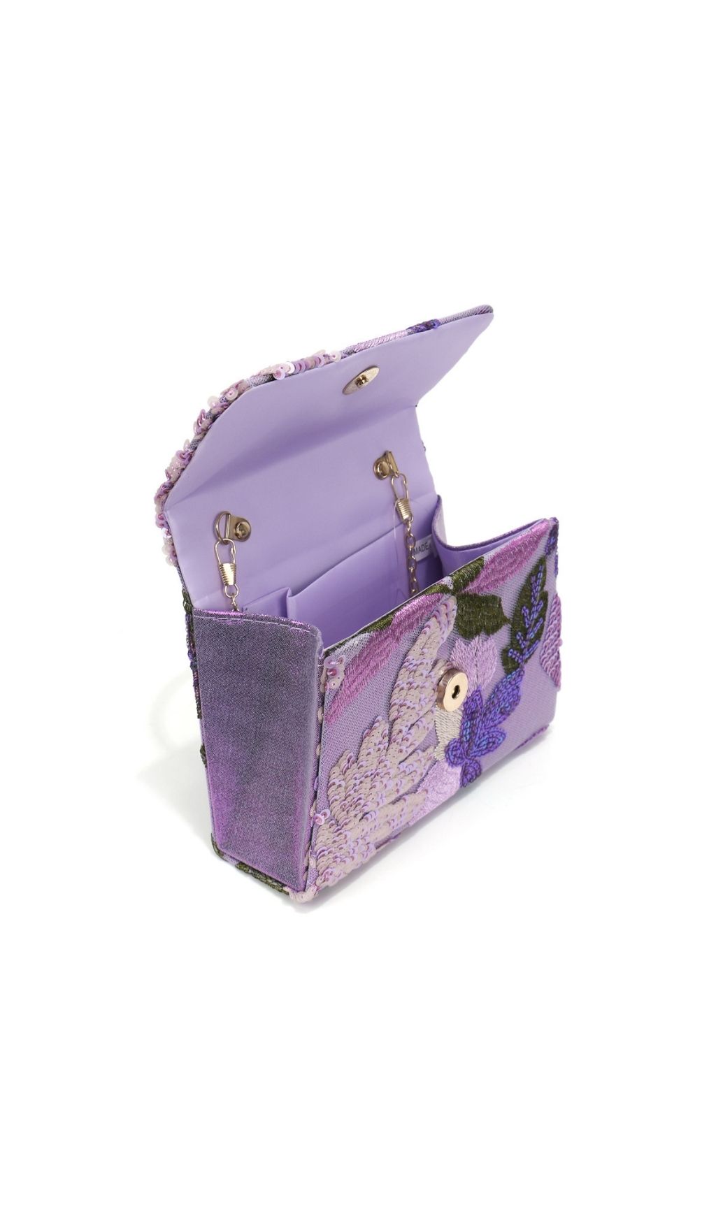 Fashionslee Women Laylani Purple Flower Embroidery Sequin Handbag