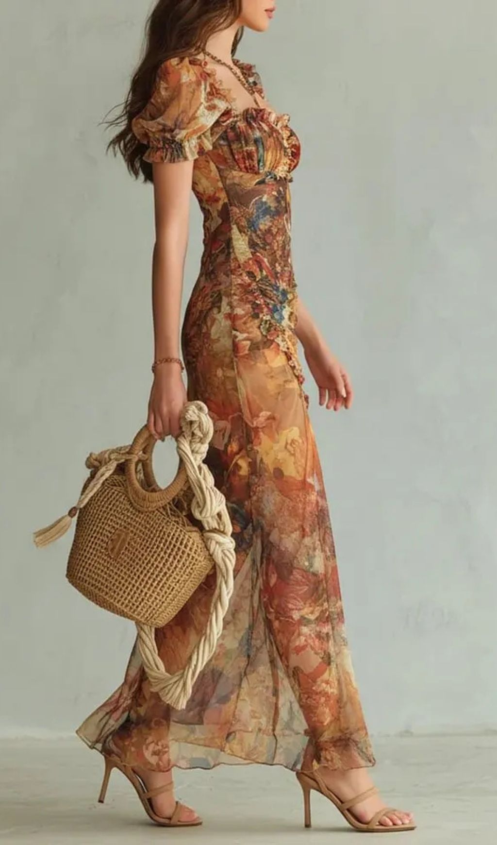 f1926e4669cfe616ca3fe5439b347310.jpg Fashionslee Women Orange Bohemian Holiday Oil Painting Print Chiffon Maxi Dress