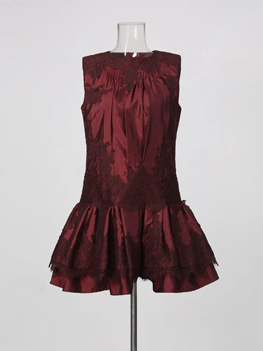 Manda Red Lace Sleeveless Mini Dress - OWNCI