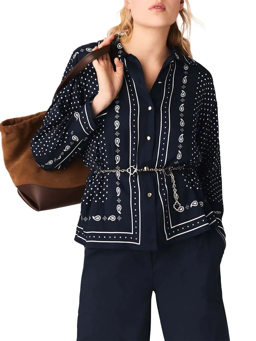 Chain Belt Bandana Print Shirt - OWNCI