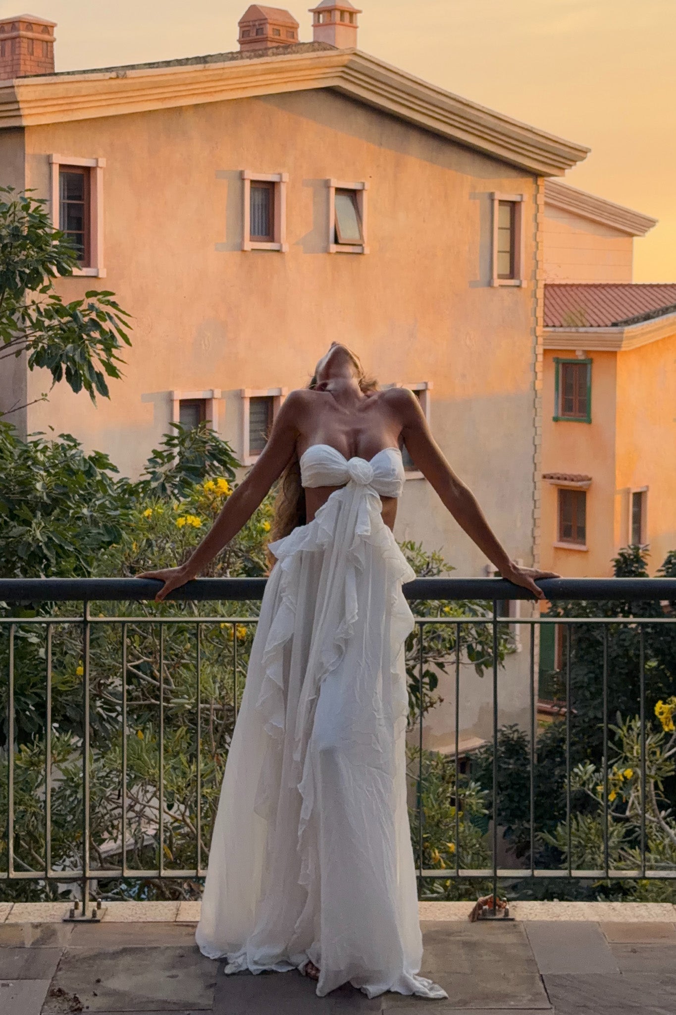 Santiago Cut-Out Ruffle Maxi Dress White - OWNCI Santiago Cut-Out Ruffle Maxi Dress White - OWNCI