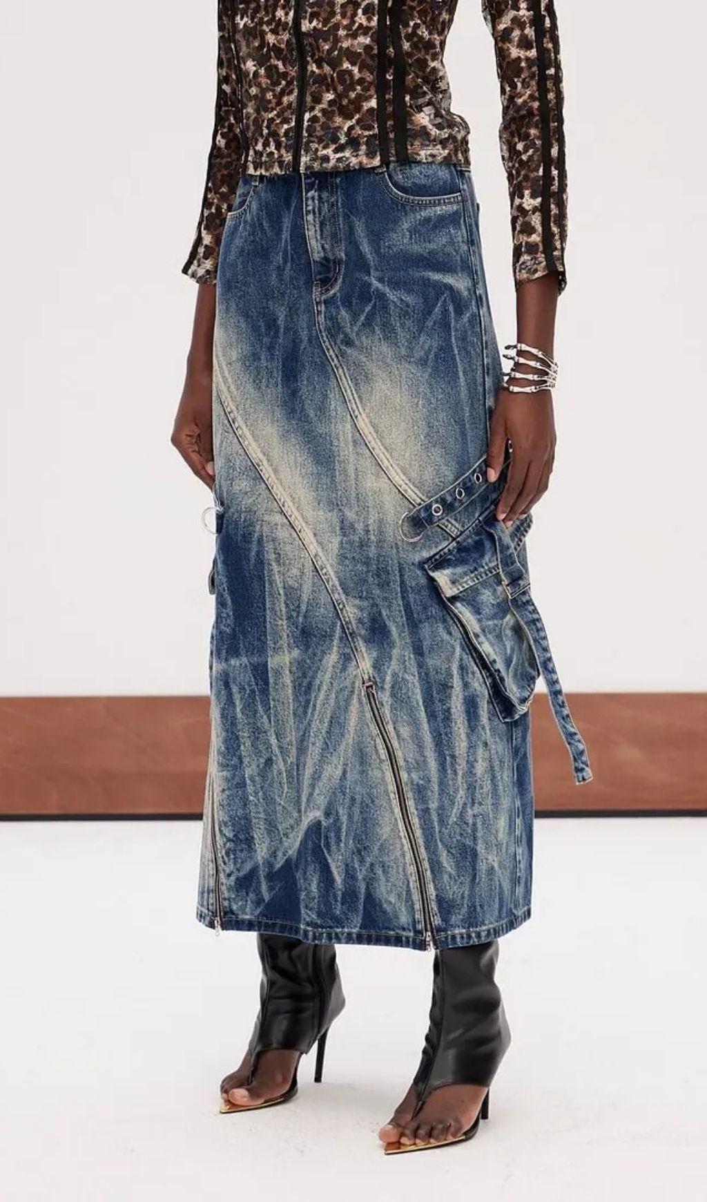 f32f329348d57f5a8716b8f7a0a784ff Jamie Deconstruct Bleached Denim Maxi Skirt