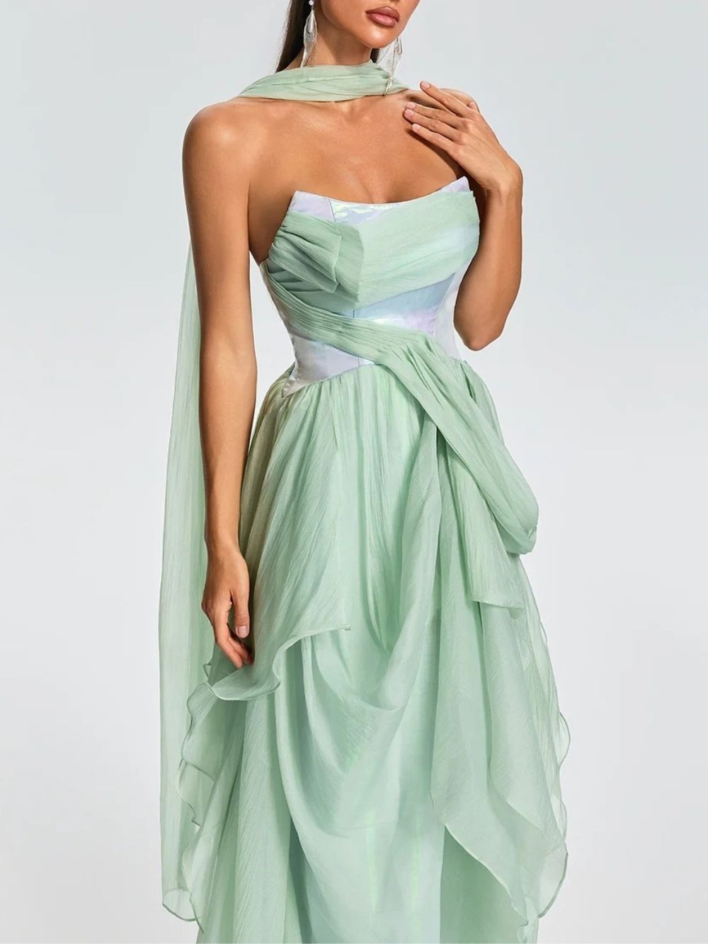 Euanthe Scarf Ruffle Maxi Dress - OWNCI Euanthe Scarf Ruffle Maxi Dress - OWNCI