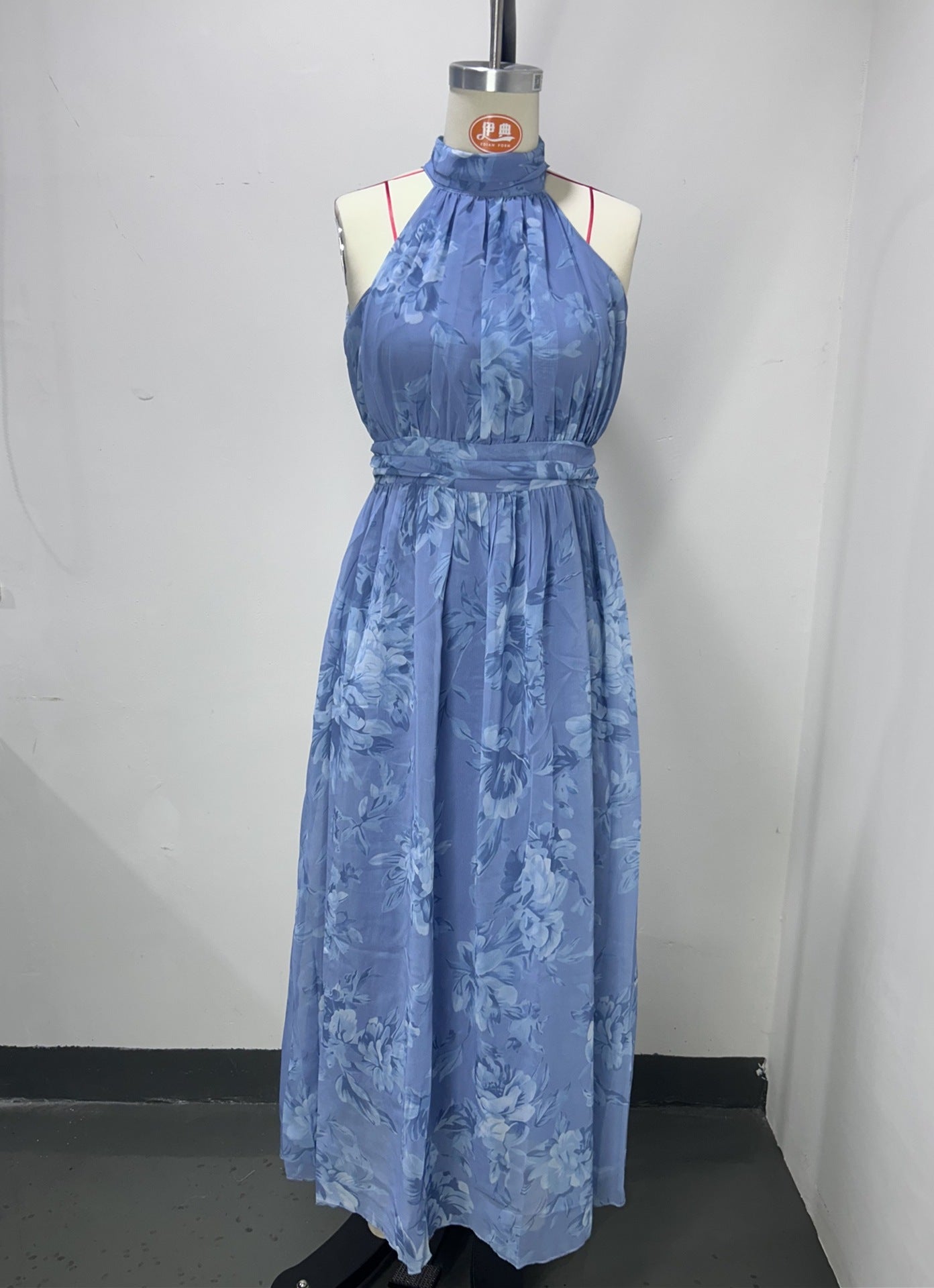 Polly Green Floral Chiffon Halter Maxi Dress - OWNCI