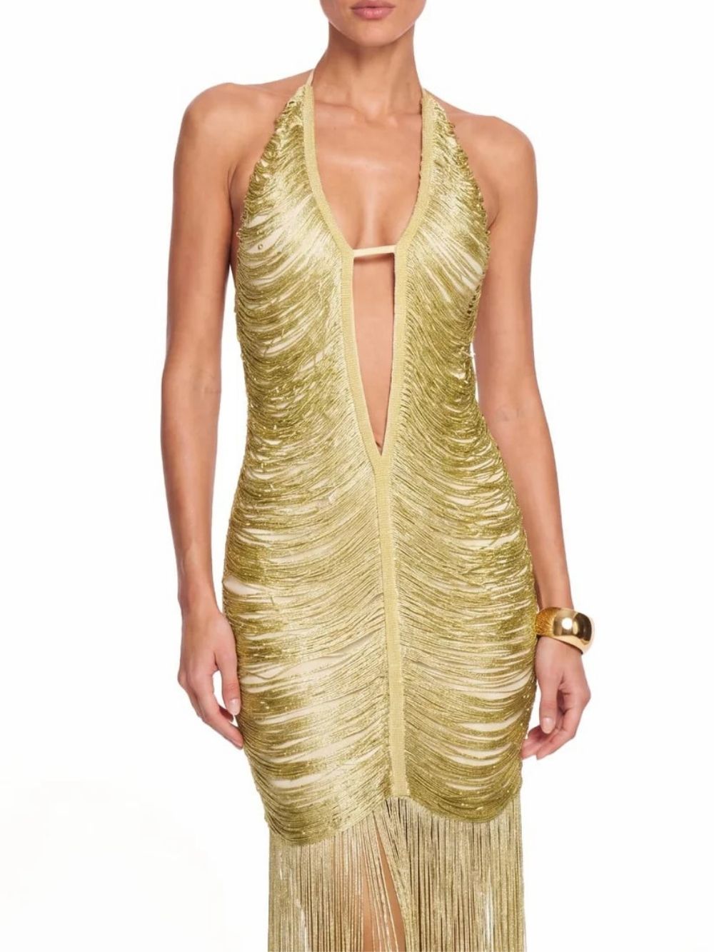 f3ff88cfe19d38dfb5923b4fddaffe12.jpg Fashionslee Women Rethix Plunge Neck Fringe Maxi Dress