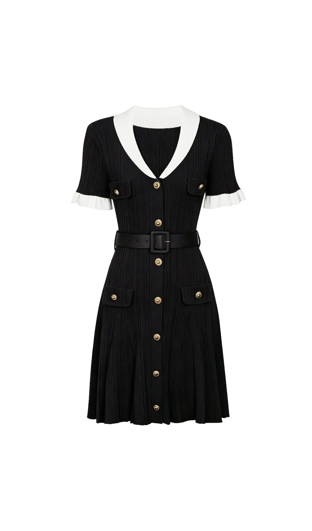 Fashionslee Women Madeline Black Short Sleeve Knit Mini Dress