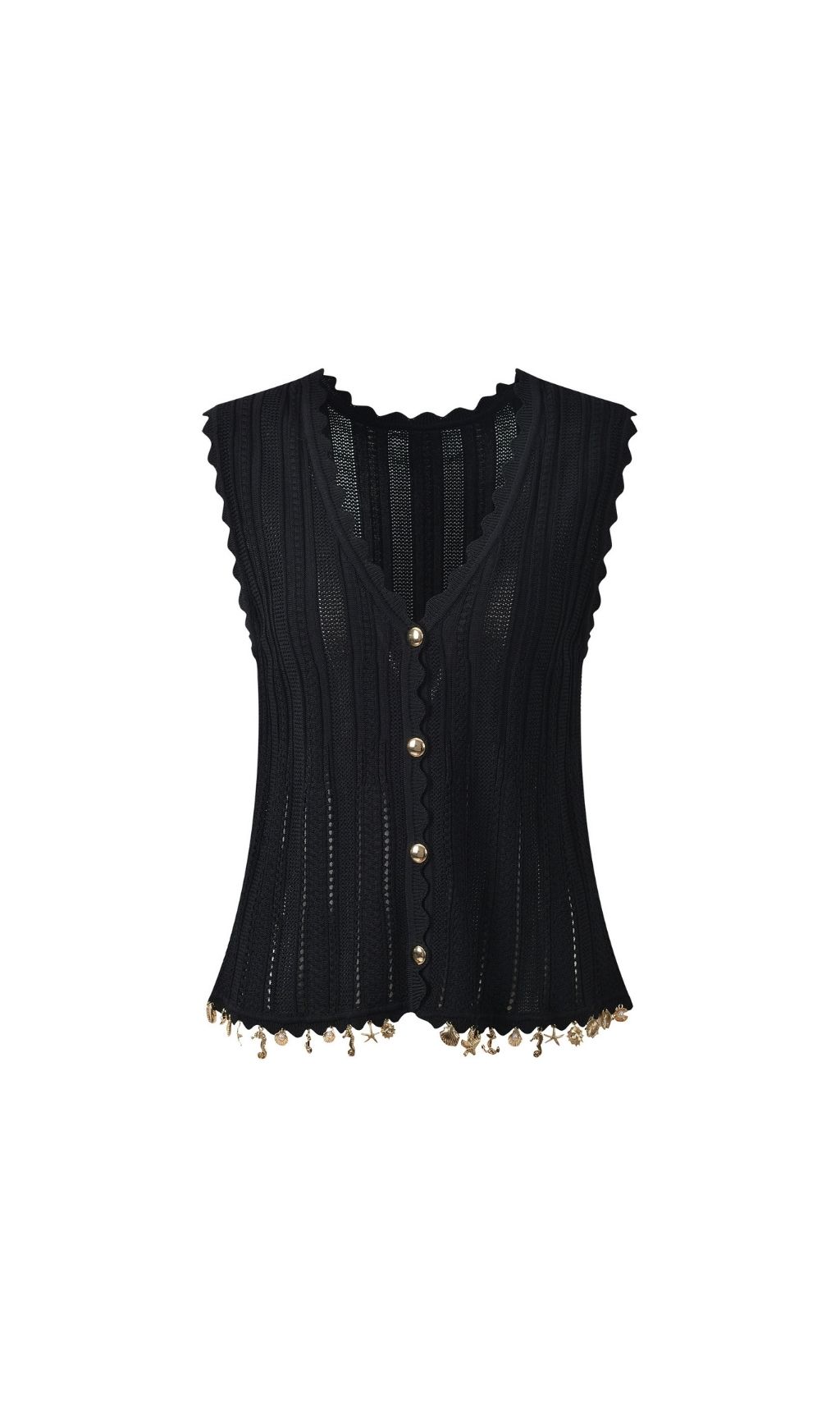 Fashionslee Women Gold Tone Embellished Knit Cardigan