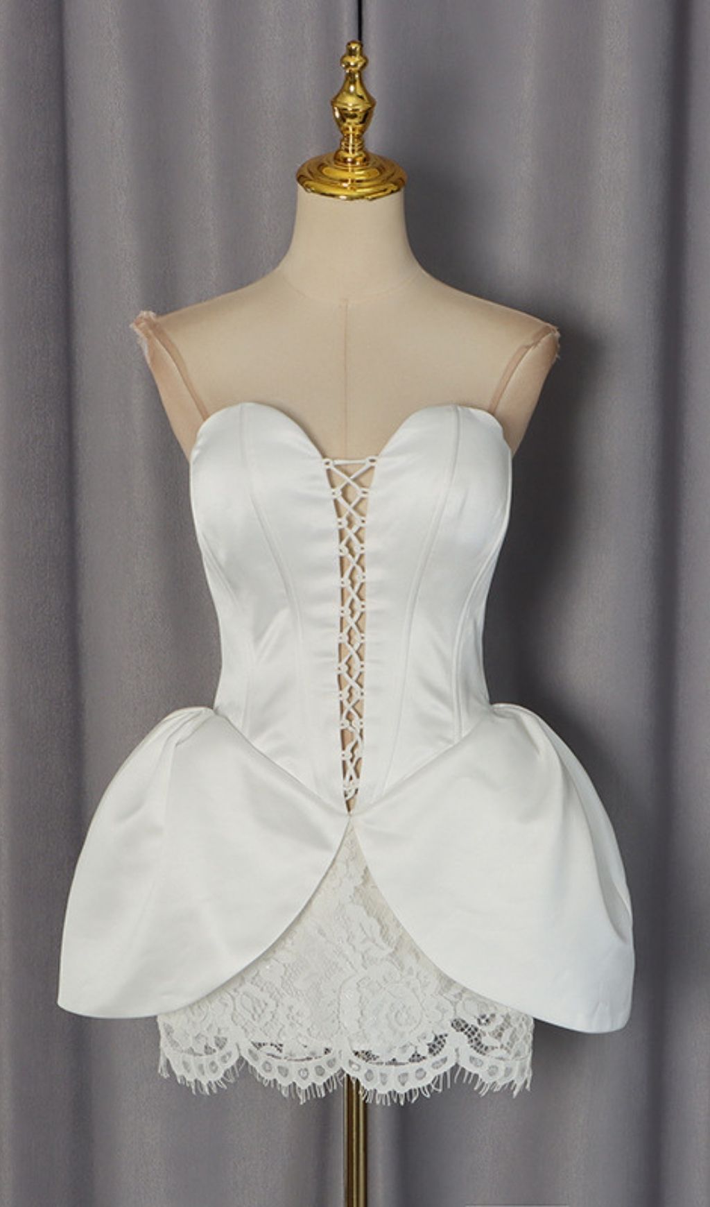 Fashionslee Women Lennox White Strapless Lace Mini Dress