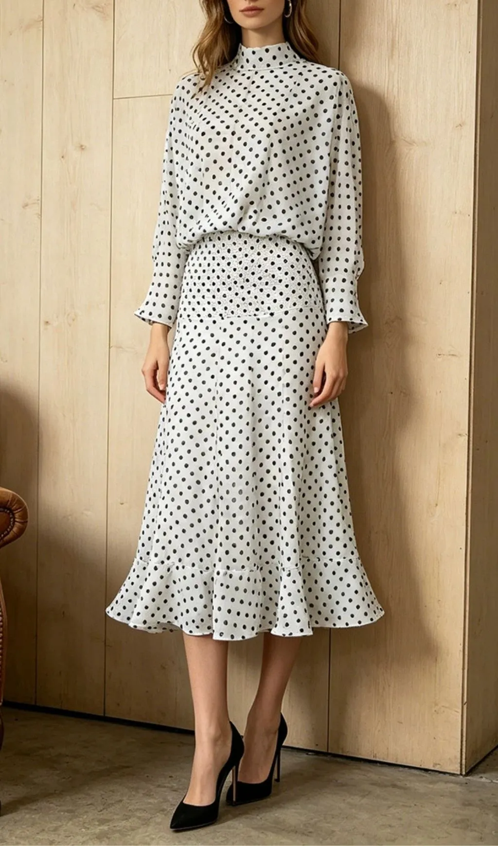 Fashionslee Women Macie White Dot Two-Piece Set