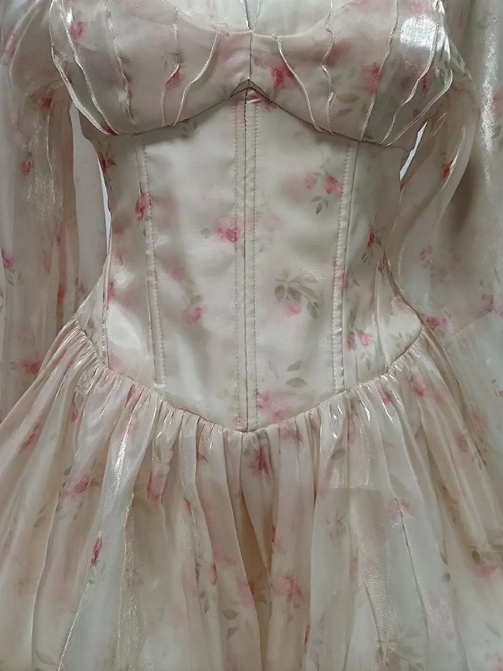 f51727a7910ae691d5c92745315ab4d8 Madilynn Floral Corset Long Sleeve Mini Dress