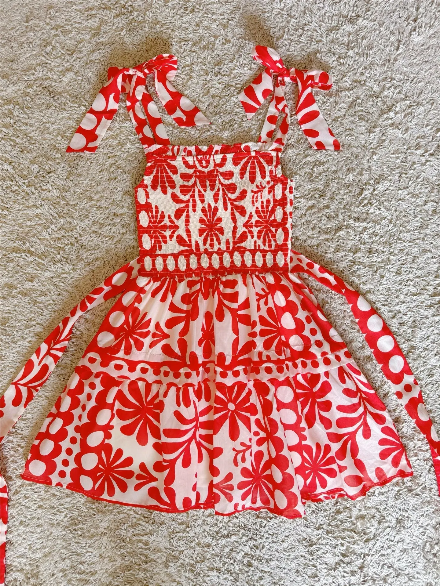 Bow Tie Ruffled Layered Pleated Dress