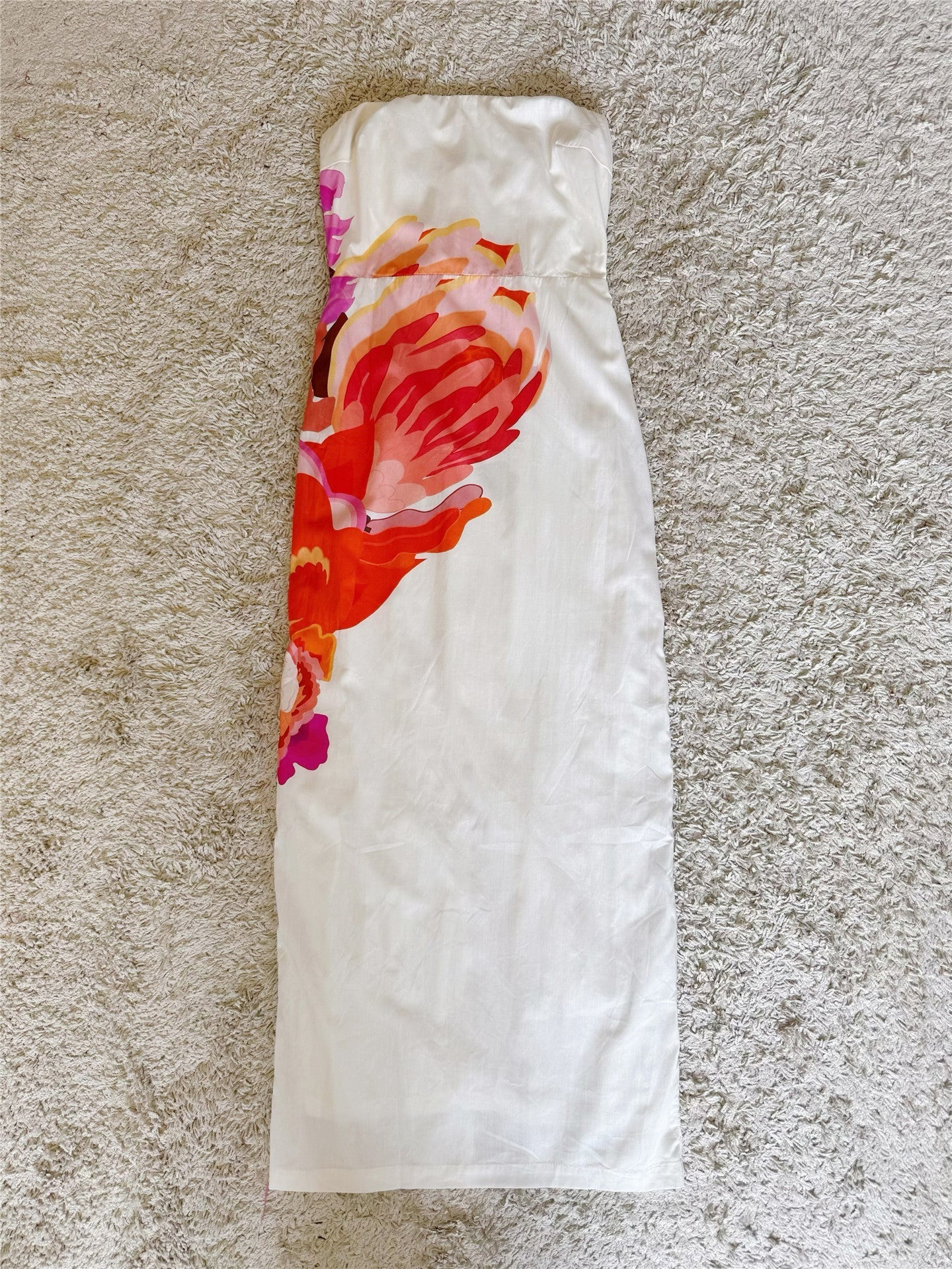 Floral Printed Slit Cotton Dress With Detachable Straps