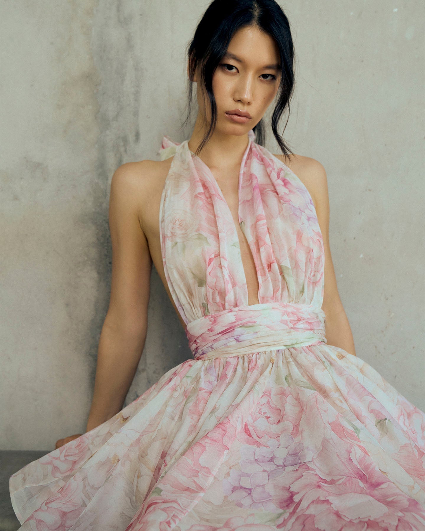 Murray Floral Print Halter Backless Mini Dress – Pink - OWNCI