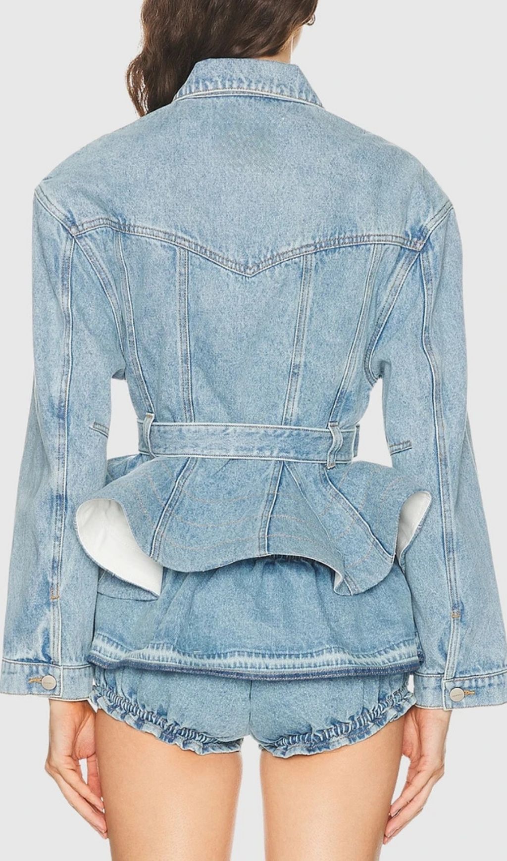 Hitania Ruffle Denim Jacket & Skirt Set