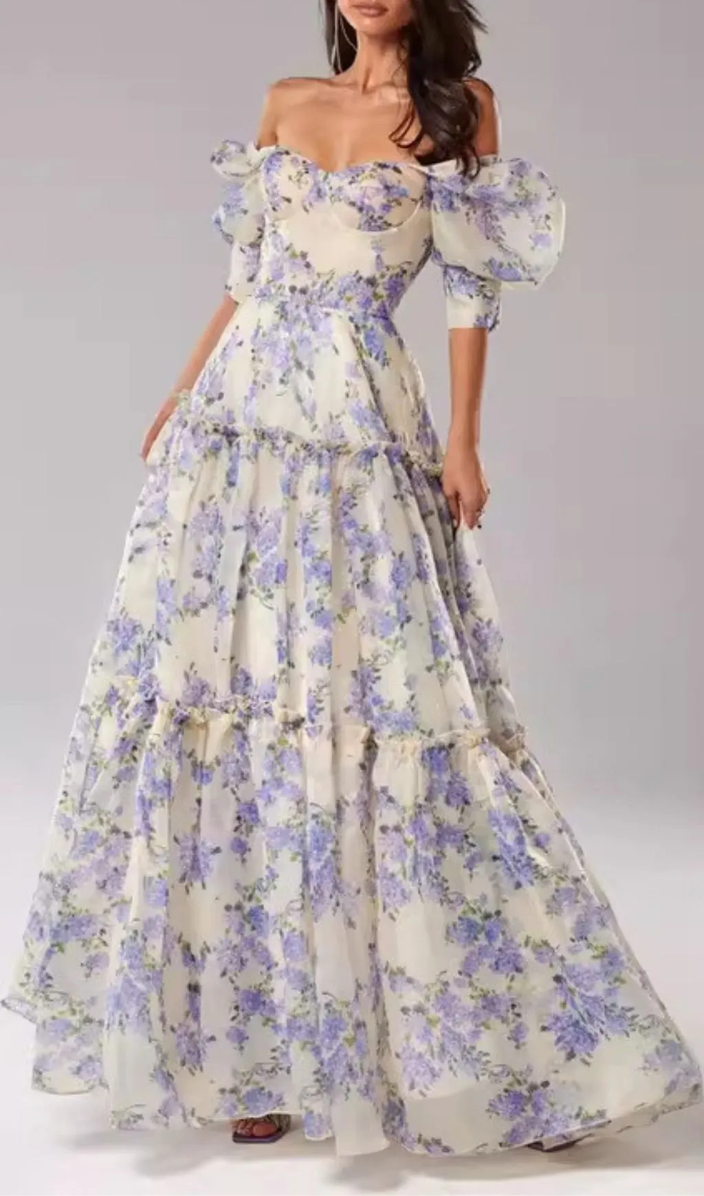 Fashionslee Women Off-The-Shoulder Floral Maxi Dress