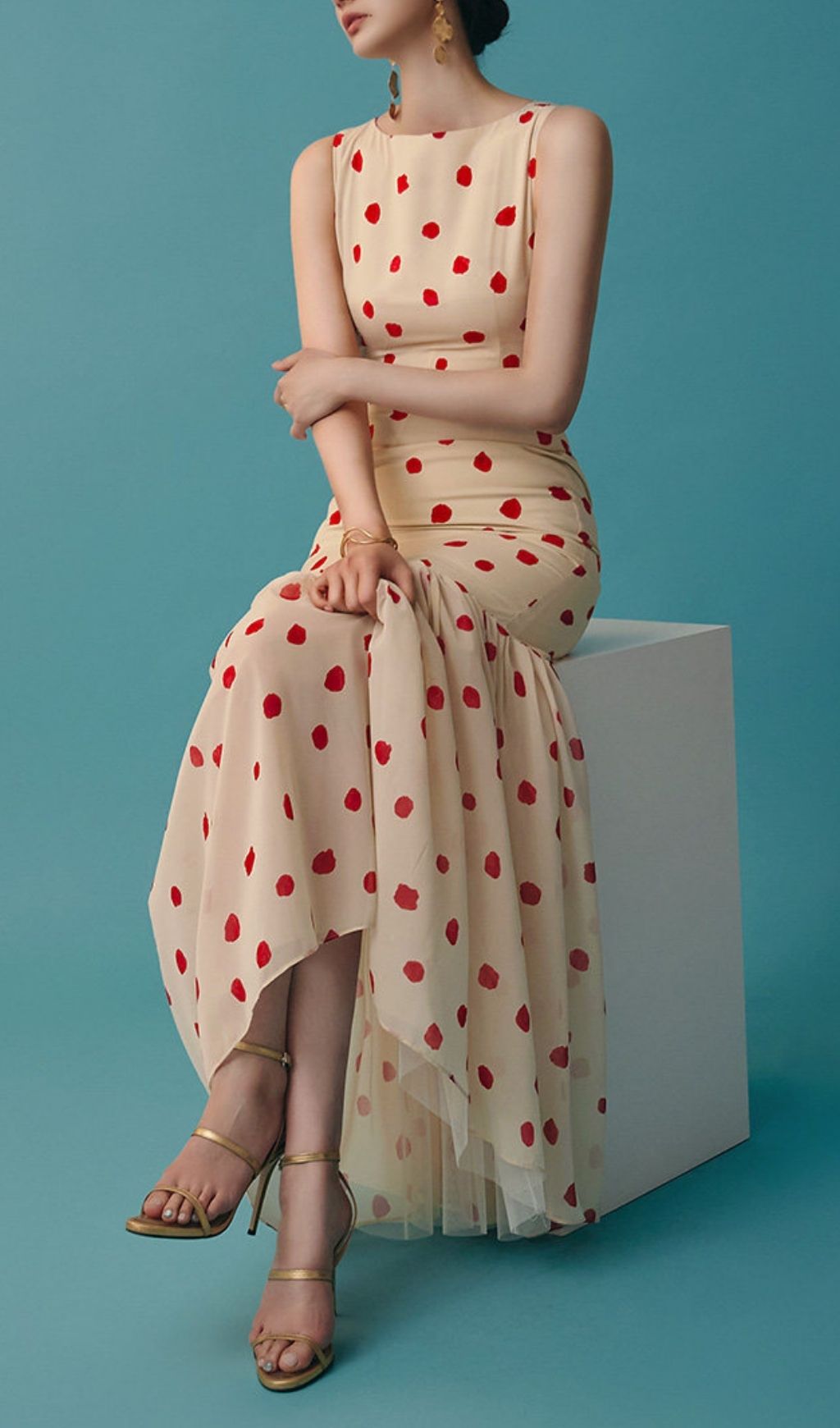 Fashionslee Women Lilit Sleeveless Dot Maxi Dress
