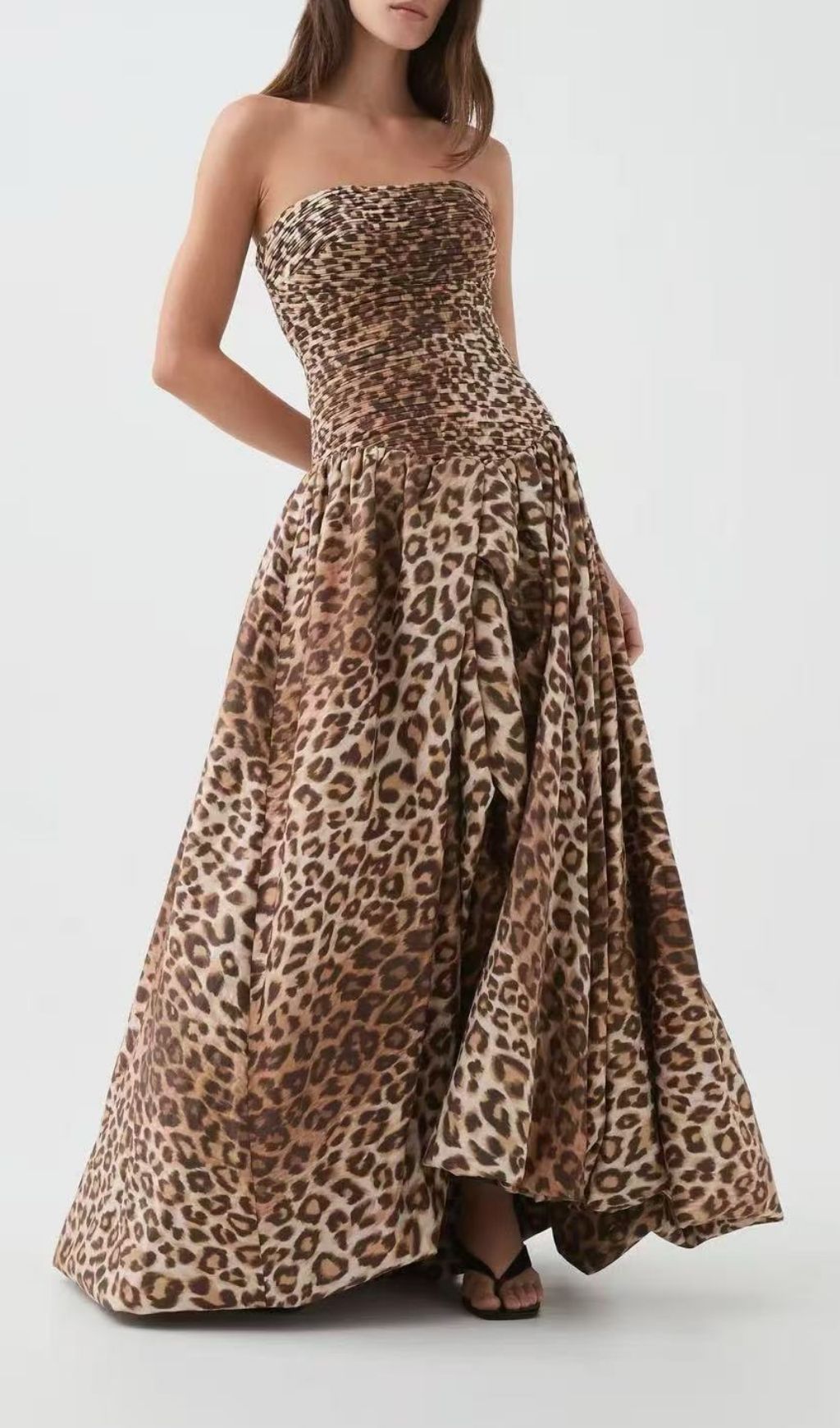 Fashionslee Women Hestia Strapless Leopard Maxi Dress
