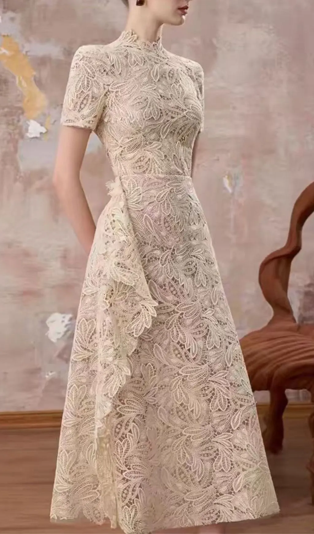 f9cf4ec5a2de307a1b66953dcfd192a9.webp Fashionslee Women Lillyana Lace Short Sleeve Midi Dress
