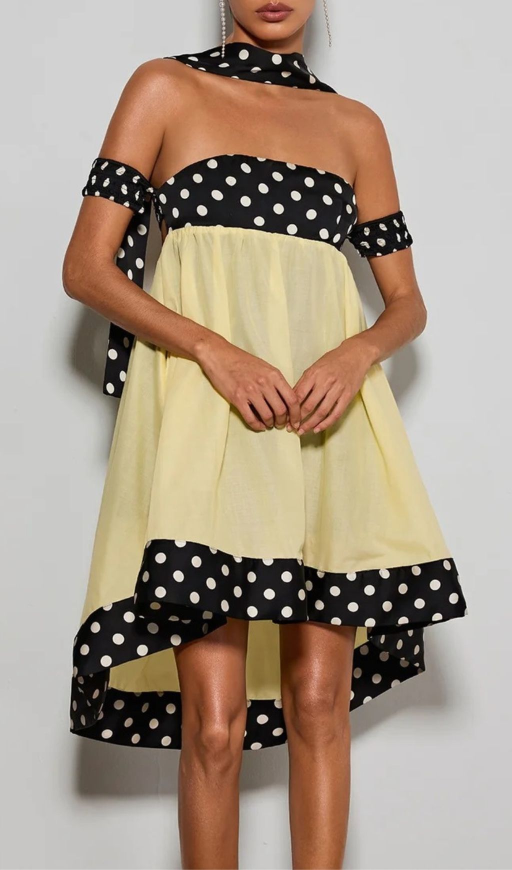 Fashionslee Women Velvandis Off Shoulder Dot Mini Dress