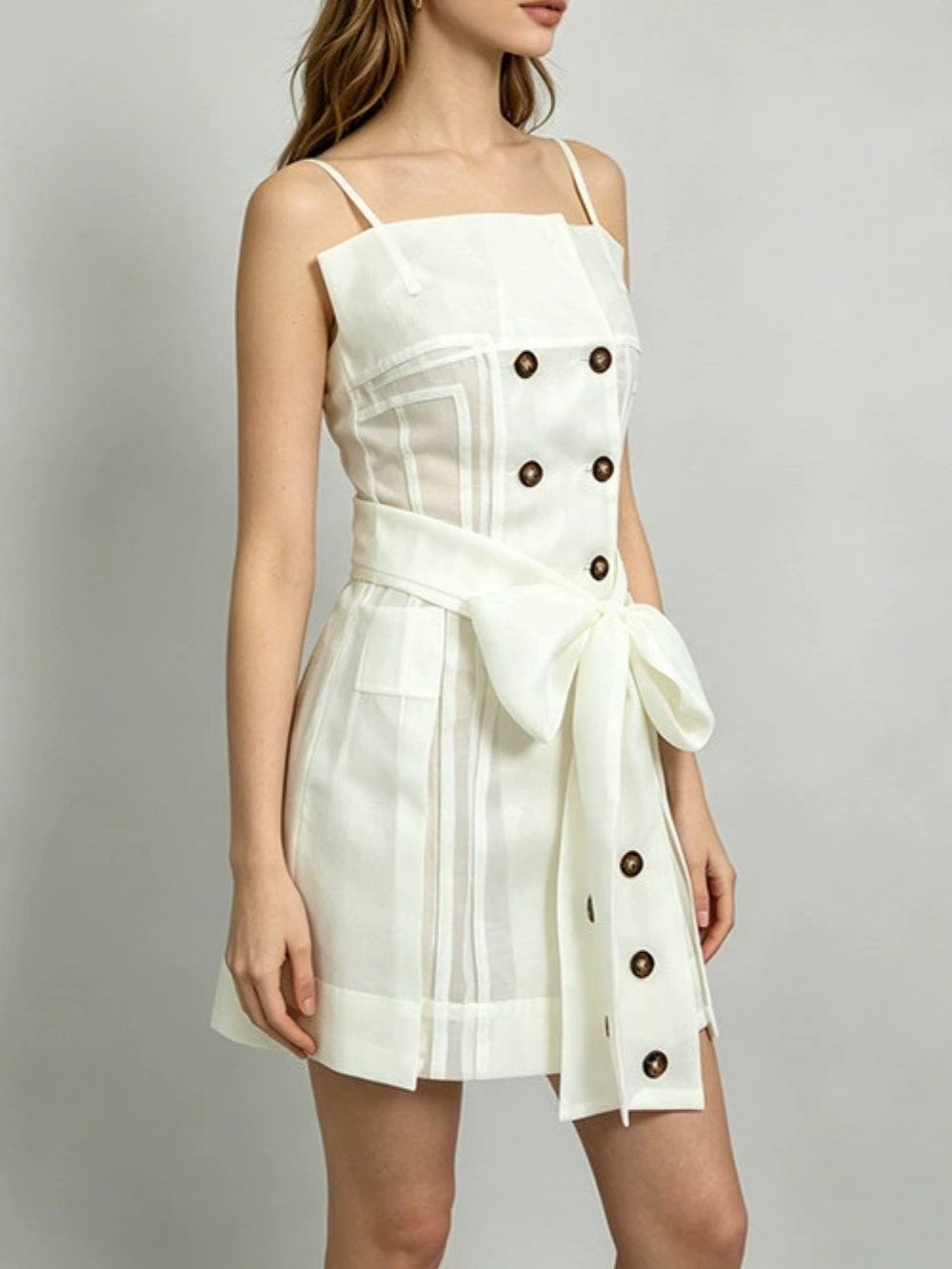 Maelys Strappy Button Mini Dress - OWNCI