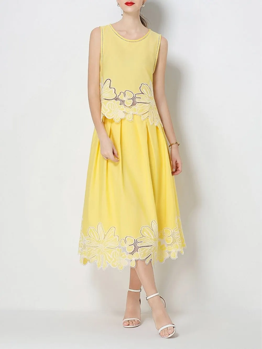 Mahlia Yellow Flower Two-Piece Set - OWNCI Mahlia Yellow Flower Two-Piece Set - OWNCI